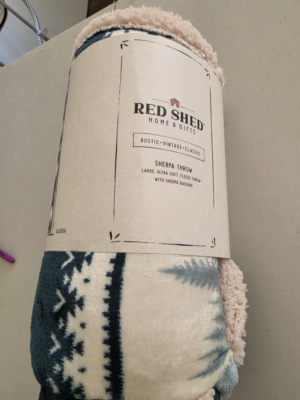 Sherpa Throw Blanket - Blue & Cream